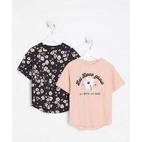 River Island Mini Mini Girls Floral T-Shirt 2 Pack - Pink