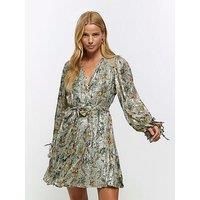 River Island Lurex Lace Mini Dress - Green