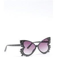 River Island Girls Glitter Butterfly Sunglasses - Black