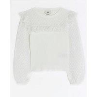 River Island Girls Lace Frill Blouse - White
