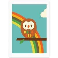 East End Prints Owl and Rainbow Print