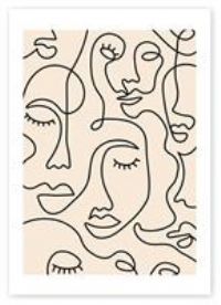 Single Line Faces Wall Art Print Various Sizes