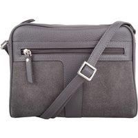 Genuine Soft Leather Crossbody Shoulder Handbag with Suede Panelling