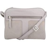 Genuine Soft Leather Crossbody Shoulder Handbag with Suede Panelling