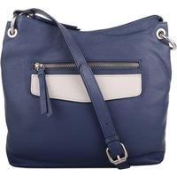 Genuine Soft Leather Cross Body Shoulder Contrast Pocket Handbag