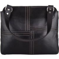 Large Genuine Soft Leather Shoulder Contrast Stitch Handbag