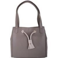 Genuine Soft Leather Contrast Drawstring Tote Style Shoulder Handbag