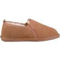 ABSOLUTE FOOTWEAR Men's Mens Sheepskin Lined Suede Slipper with Elasticated Twin Gusset in Tan | Size: 6
