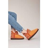 Moshulu Women's 'Fireside 2' Spotty Bootie Slippers in Orange | Size: 4
