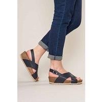 'Harlyn' Leather Cross-Over Cork Wedge Sandals