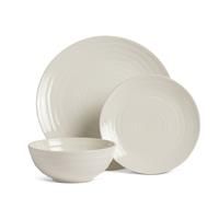 Habitat Ripple 12 Piece Stoneware Dinner Set - Cream