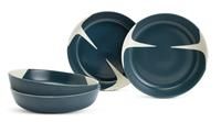 Habitat x Scion Lohko 4 Piece Stoneware Pasta Bowls - Blue