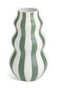 Habitat Hand Painted Stripe Vase - Green