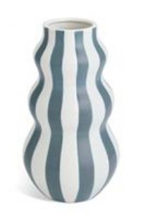 Habitat Hand Painted Stripe Vase - Blue