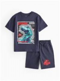Jurassic World Navy Printed T-Shirt & Shorts 8 years
