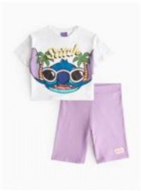 Stitch Print T-Shirt & Cycling Shorts Set 10 years