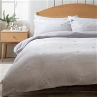 Argos Home Embroidery Star Fleece Grey Bedding Set - Double