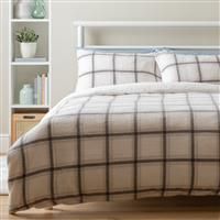 Argos Home Checked Grid Fleece Cream Bedding Set - Double