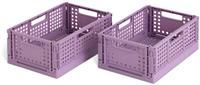Habitat 2 x 4L Medium Plastic Storage Folding Crates - Mauve