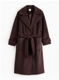 PETITE Brown Relaxed Wrap Coat 16