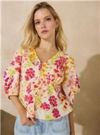 EVERBELLE Floral Peplum Hem Poplin Blouse 10