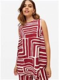 Dark Red Printed Sleeveless Co-ord Shell Top 10