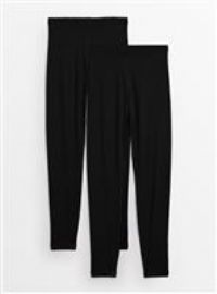 PETITE Black Plain Leggings 2 Pack L