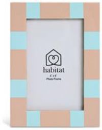 "Habitat Pink & Blue Checkered Mango Wood Frame - 4x6"""
