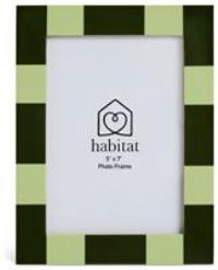 "Habitat Green Checkered Mango Wood Frame - 5x7"""