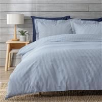Habitat Cotton Denim Blue Stripe Bedding Set - King size