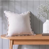 Habitat Linen Scallop Edge Cushion - Natural - 43x43£cm