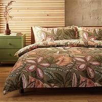 Habitat Cotton Painterly Leaf Green Bedding Set - Double