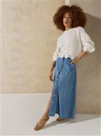 EVERBELLE Light Denim Button Through Maxi Skirt 6