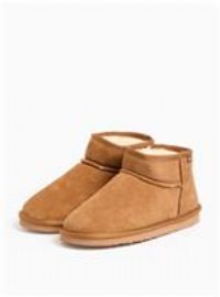 totes Tan Suede Faux Fur Lined Slipper Boots Small