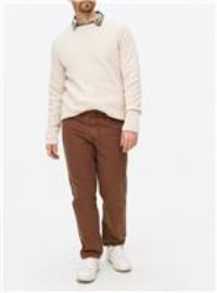 Brown Washed Straight Leg Trousers 34S
