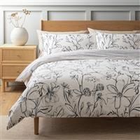 Habitat Loose Linear Floral White Bedding Set - Double