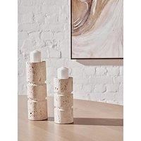 Interiors By Premier Tibor Travertine Small Candle Holder