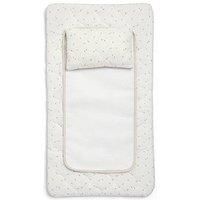 Mamas & Papas Luxury Baby Nappy Changing Mattress with Machine Washable Cover, Removable Towelling Insert & Detachable Pillow, Welcome to The World, Natural