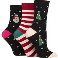 Caroline Gardner Caroline Gardner Jacquard Crew Socks Xmas Tree, Stripes,