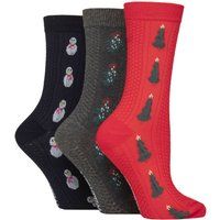 Wild Feet Wild Feet 3Pk Xmas Hanging Gift Texture Knit Socks Christmas Tree/Wreath/Snowman