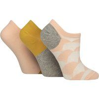 Women's 3 Pair Caroline Gardner Patterned Cotton Trainer Socks Mermaid Scale Pink 4-8 Women's