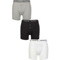 Mens 3 Pack Glenmuir William Button Front Cotton Boxer Shorts Assorted S