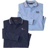 Atlas For Men Mens Pique Long-Sleeved Polo Shirt (Pack of 2) AF114