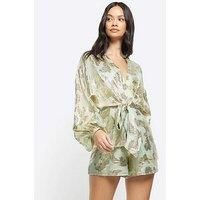 River Island Ombre Metallic Playsuit - Light Green