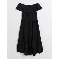 River Island Girls Textured Bardot Midi Dress - Black