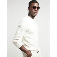 River Island Spence Waffle Knitted Jumper - Cream
