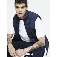 River Island Regular Fit Quilted Gilet - Blue