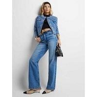 River Island High Waisted Relaxed Straight Leg Jeans - Blue