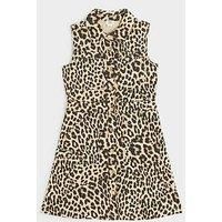 River Island Girls Leopard Print Shirt Dress - Beige