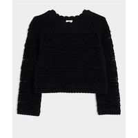 River Island Girls Crochet Metallic Jumper - Black